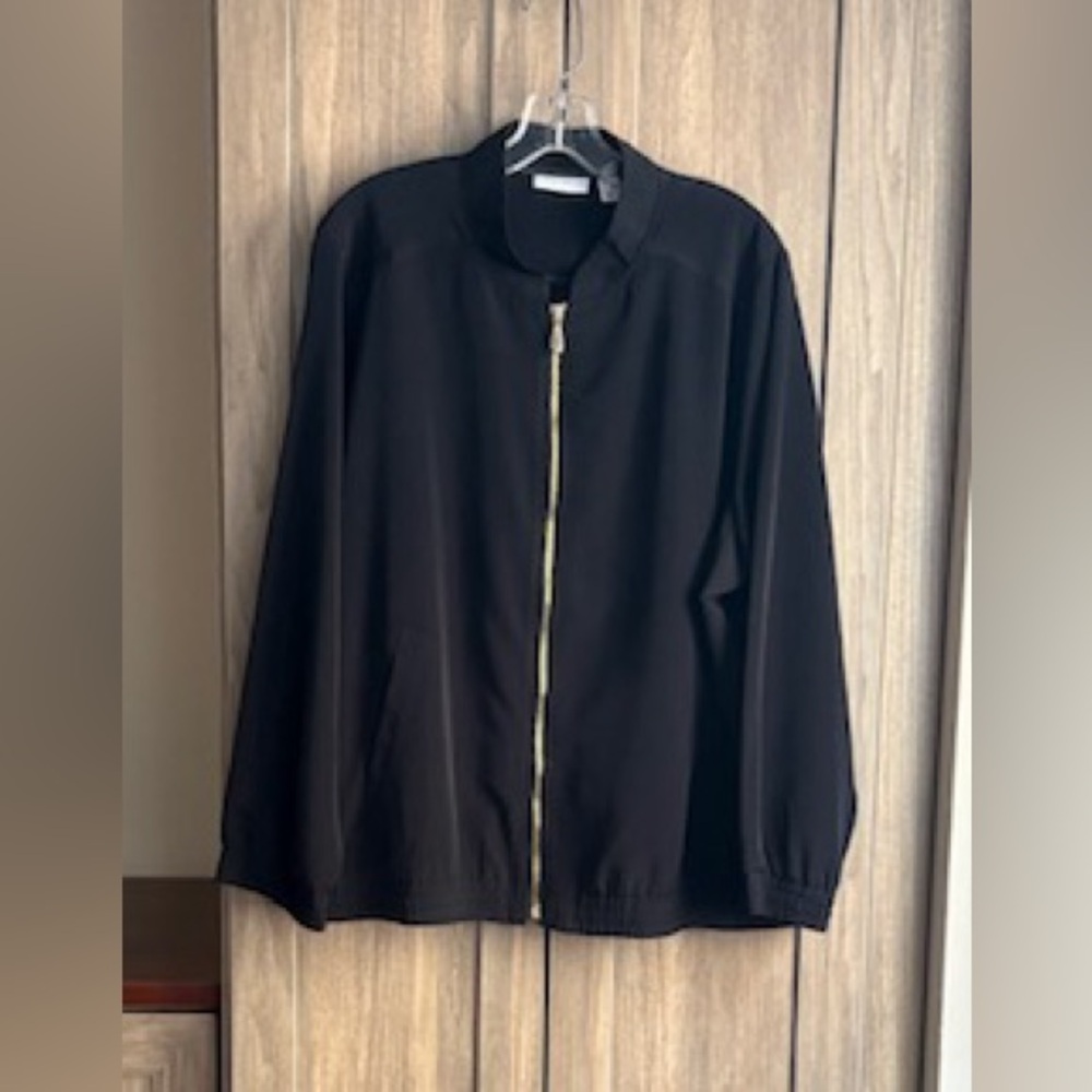 Susan Graver Black Bomber Jacket | 2X